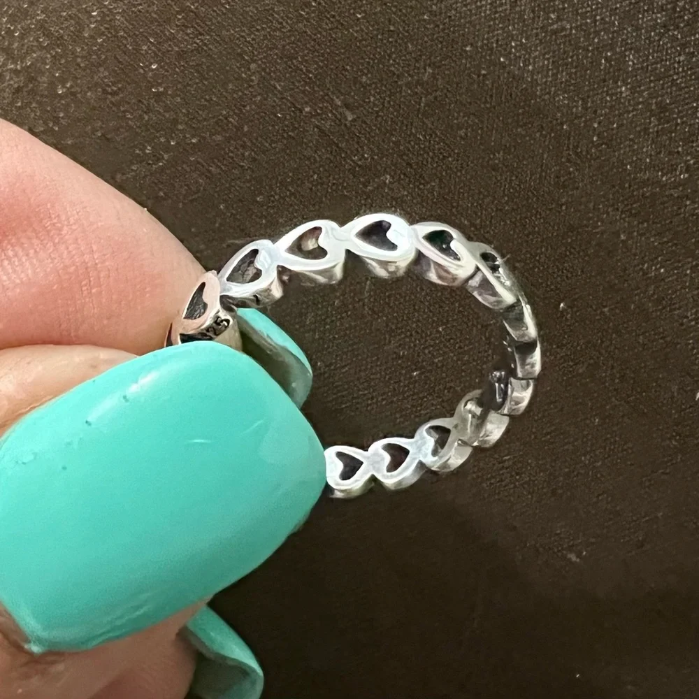 New sterling silver wrap Around interlocking hearts Infinity ring